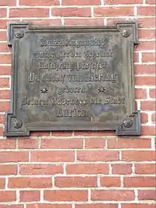 Plaquette at the birthplace of Rudolf von Jhering in Aurich (Germany)