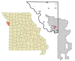 Location of Platte Woods, Missouri