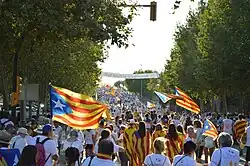 Crowded street in Salt during the demonstration "A punt"