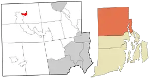 Location in Providence County and the state of Rhode Island.
