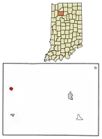 Location of Medaryville in Pulaski County, Indiana.