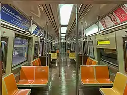 Interior of R46 subway car