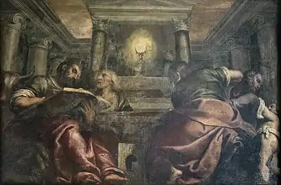 The Eucharist adored by the four Evangelists