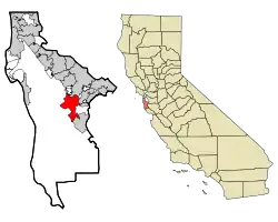 Location in San Mateo County and the state of California