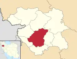 Location of Sanandaj County in Kurdistan province