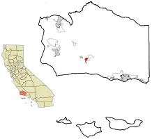 Location in Santa Barbara County and the state of California