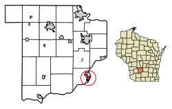 Location of Sauk City in Sauk County, Wisconsin.