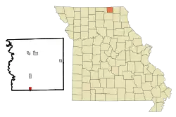 Location within Schuyler County (left) and Missouri (right)