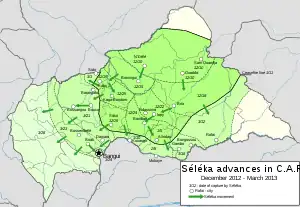 Image 18Séléka advances in C.A.R. (December 2012–March 2013) (from History of the Central African Republic)