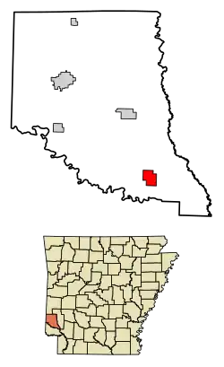 Location of Ben Lomond in Sevier County, Arkansas.