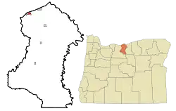 Location of Biggs Junction, Oregon