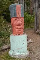 Boyum's concrete sculpture Easter Island Head at Lowell Elementary School in Madison, Wisconsin
