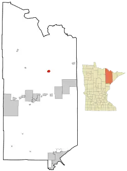 Location of the city of Towerwithin Saint Louis County, Minnesota