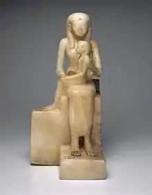 Statuette of Queen Ankhesenpepi II and her Son, Pepi II, circa 2288-2224 or 2194 B.C.E. Egyptian alabaster, Brooklyn Museum