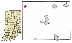 Location of Orland in Steuben County, Indiana.