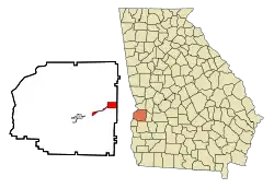 Location in Stewart County and the state of Georgia