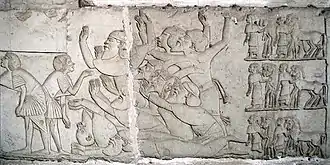 Submission of West Asiatics on the tomb of Pharaoh Horemheb at Saqqara, circa 1300 BCE.