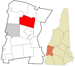 Location in Sullivan County and the state of New Hampshire.