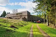 Stone built Slurry tank at Moel y Mab. Part of the Leighton Model Farm.