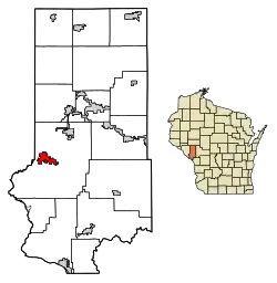 Location of Arcadia in Trempealeau County, Wisconsin.