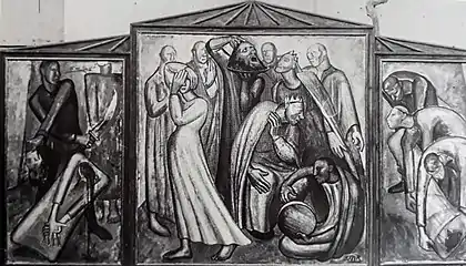 Triptycon. The Beheading of Sct. John the Baptist. Oil on canvas. Partial destroyed. ca.1930 (Artedonna p. 179)