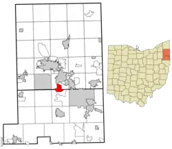 Location of Mineral Ridge in Trumbull County within the state of Ohio