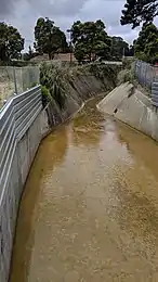 Twelve Mile Creek at Antoinette Lane, South San Francisco, looking southwest, upstream