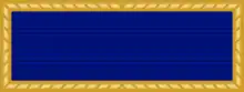 Dark blue ribbon with a gold border