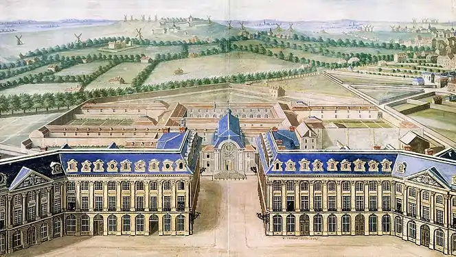 View to the north with the Couvent des Capucines in the background and Montmartre in the distance