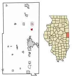 Location of Bismarck in Vermilion County, Illinois.