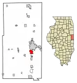Location of Tilton in Vermilion County, Illinois.