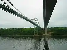 The Waldo-Hancock and Penobscot Narrows Bridges entering Verona Island viewed from below (2007)