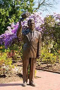 Royal Rosarian, a statue depicting a Rosarian tipping his hat
