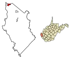 Location of Ceredo in Wayne County, West Virginia.
