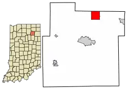 Location of Tri-Lakes in Whitley County, Indiana.