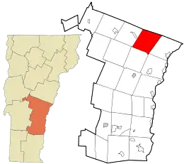 Location in Windsor County and the state of Vermont.