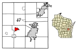 Location of Omro in Winnebago County, Wisconsin.