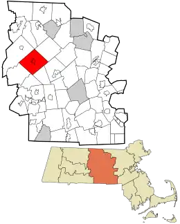 Location in Worcester County and the state of Massachusetts.