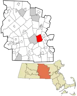 Location in Worcester County and the state of Massachusetts