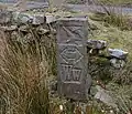 A Wyre Way waymark stone in Over Wyresdale