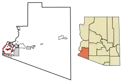 Location of Somerton in Yuma County, Arizona